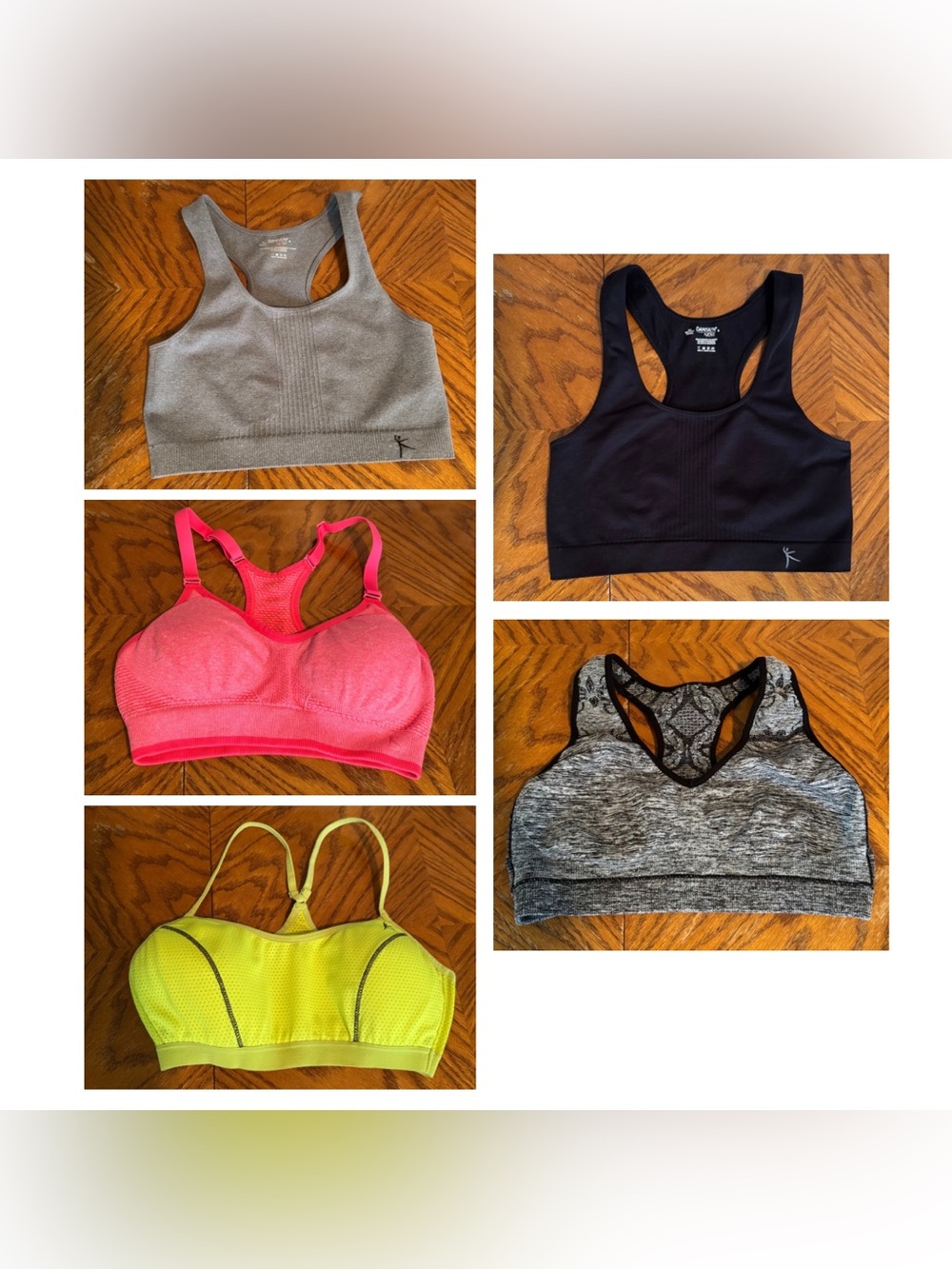 Danskin Now Fruit of the Loom Sports Bra 5 Pack Lot M S